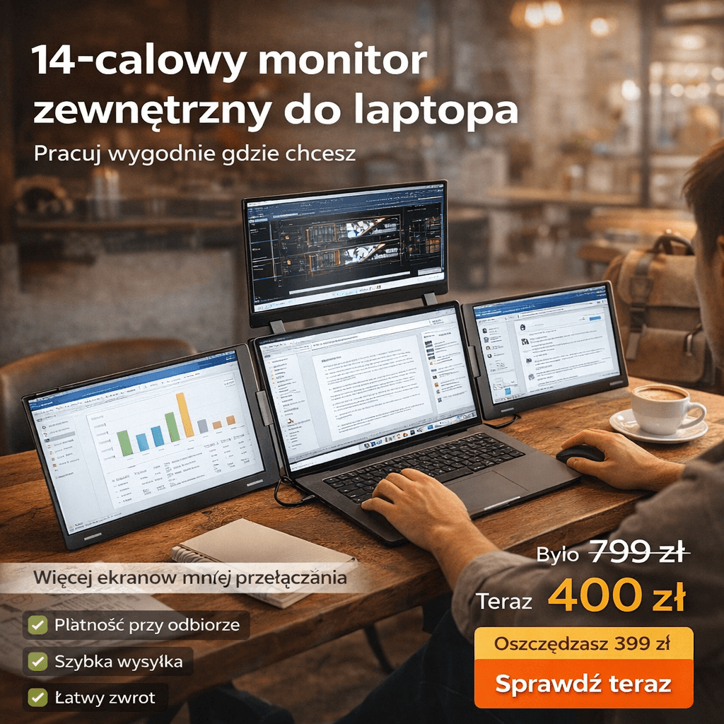 14-calowy przedłużacz ekranu laptopa Potrójny przedłużacz ekranu laptopa 1200P FHD Obrotowy ekran 360° Przenośny monitor