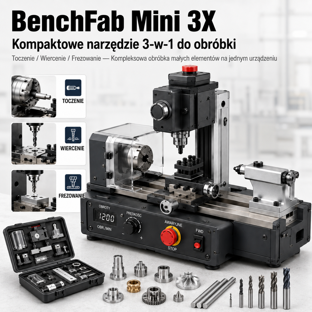 BenchFab Mini 3X – mini tokarka 3 w 1 do DIY i modeli