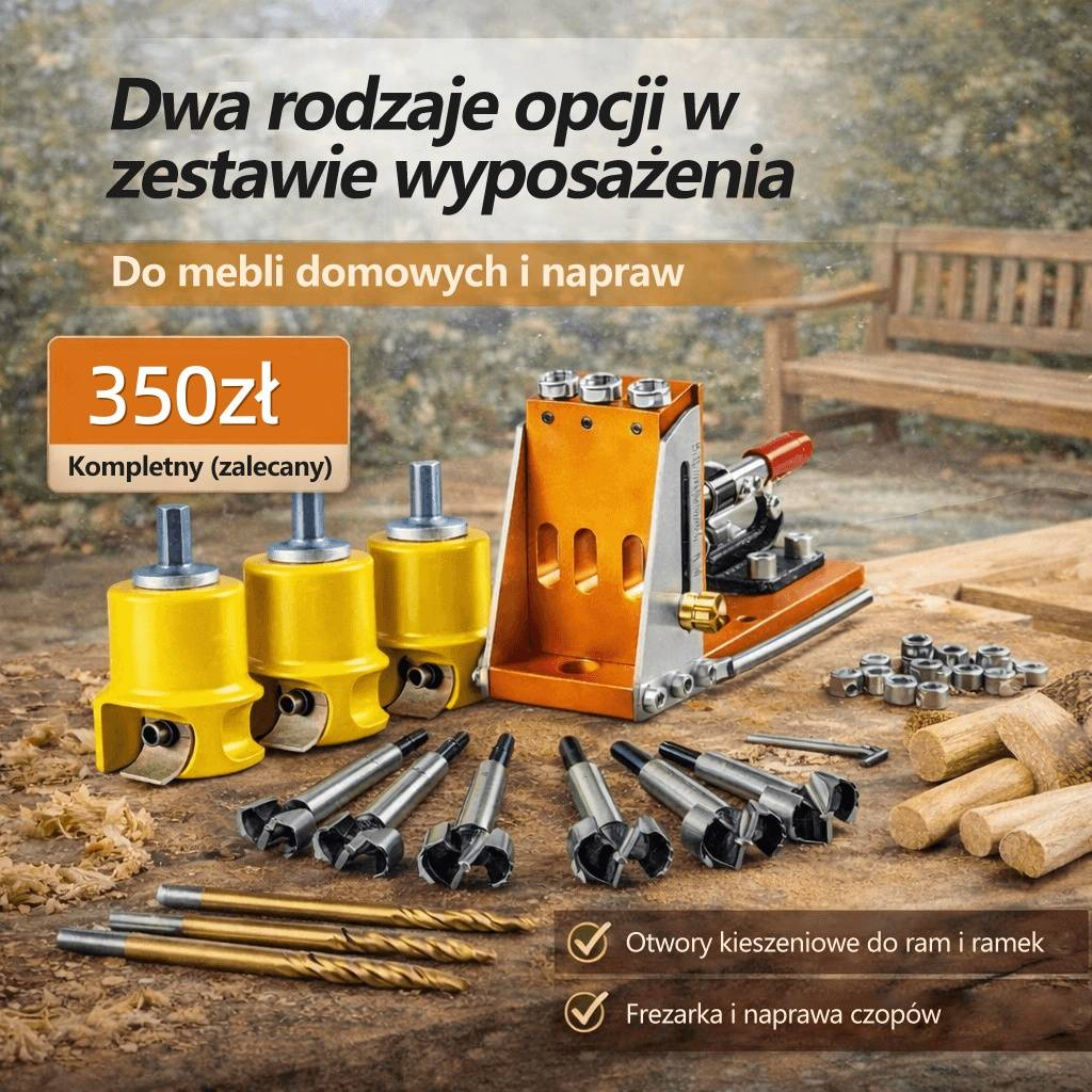 Zestaw narzędzi do montażu mebli VEVOR, frez do czopów, system zaciskowy do otworów skośnych